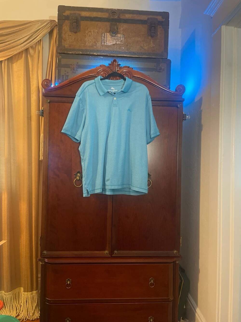 Tommy Bahama Men's Emfielder Short Sleeve Polo Shirt Light Blue Size XL